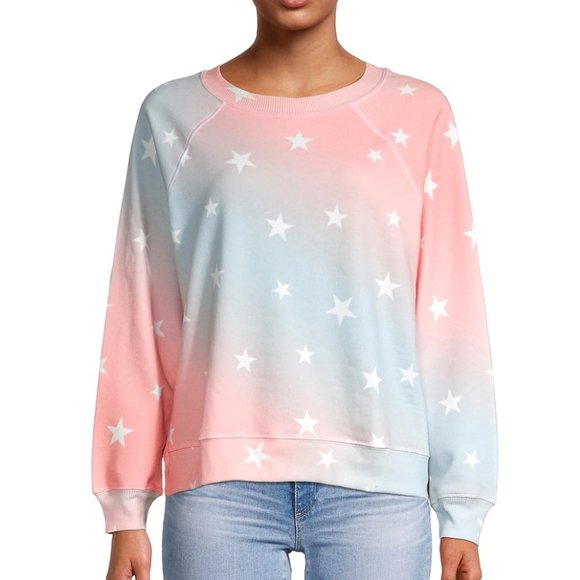 NWT! Wildfox Red & Blue Star Print Sweatshirt - L - Picture 1 of 9